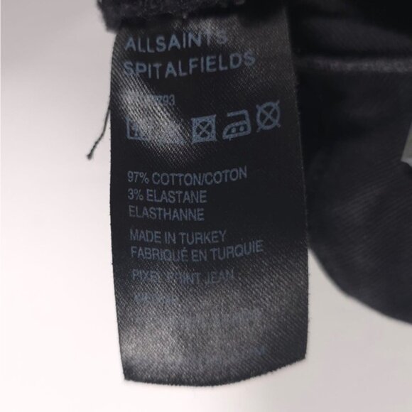 ALL SAINTS SPITALFIELDS BRODIE LOW‎ RISE CROPPED SKINNY Jeans Zip Hem Size W28 - Picture 16 of 16